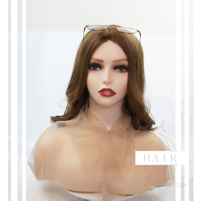 XA 18 inch European hair machine made light brown balayage wig for lady