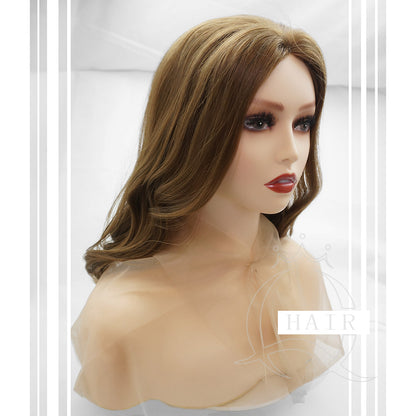 XA 18 inch European hair machine made light brown balayage wig for lady