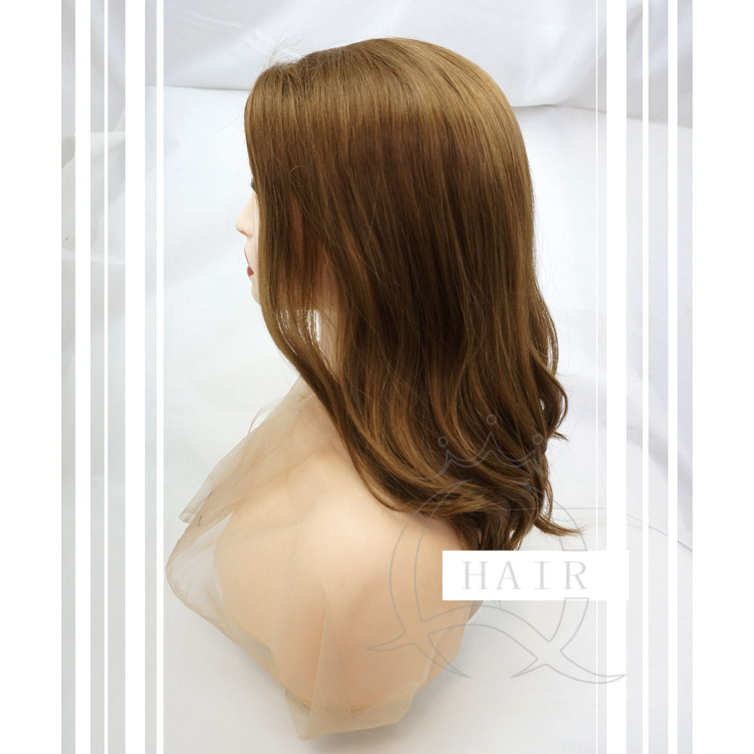 XA 18 inch European hair machine made light brown balayage wig for lady