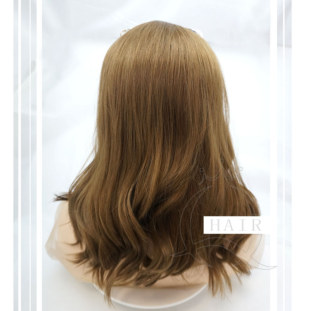 XA 18 inch European hair machine made light brown balayage wig for lady