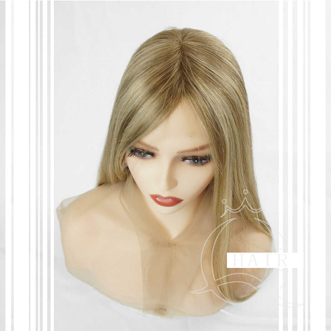 XA24” Inches light brown color virgin human hair top Lace wig