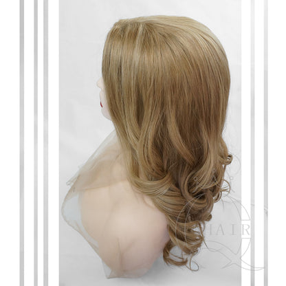 21inch  Machine made European hair wigs blonde color wig for lady with less hair