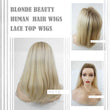 18 Inches Natural virgin hair made blonde beauty color lace top wig