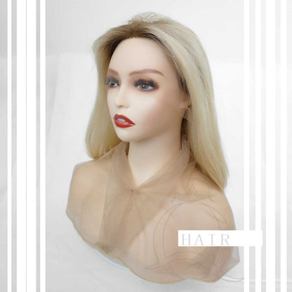 18 Inches Natural virgin hair made blonde beauty color lace top wig