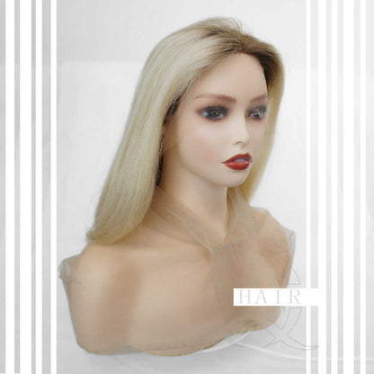 18 Inches Natural virgin hair made blonde beauty color lace top wig