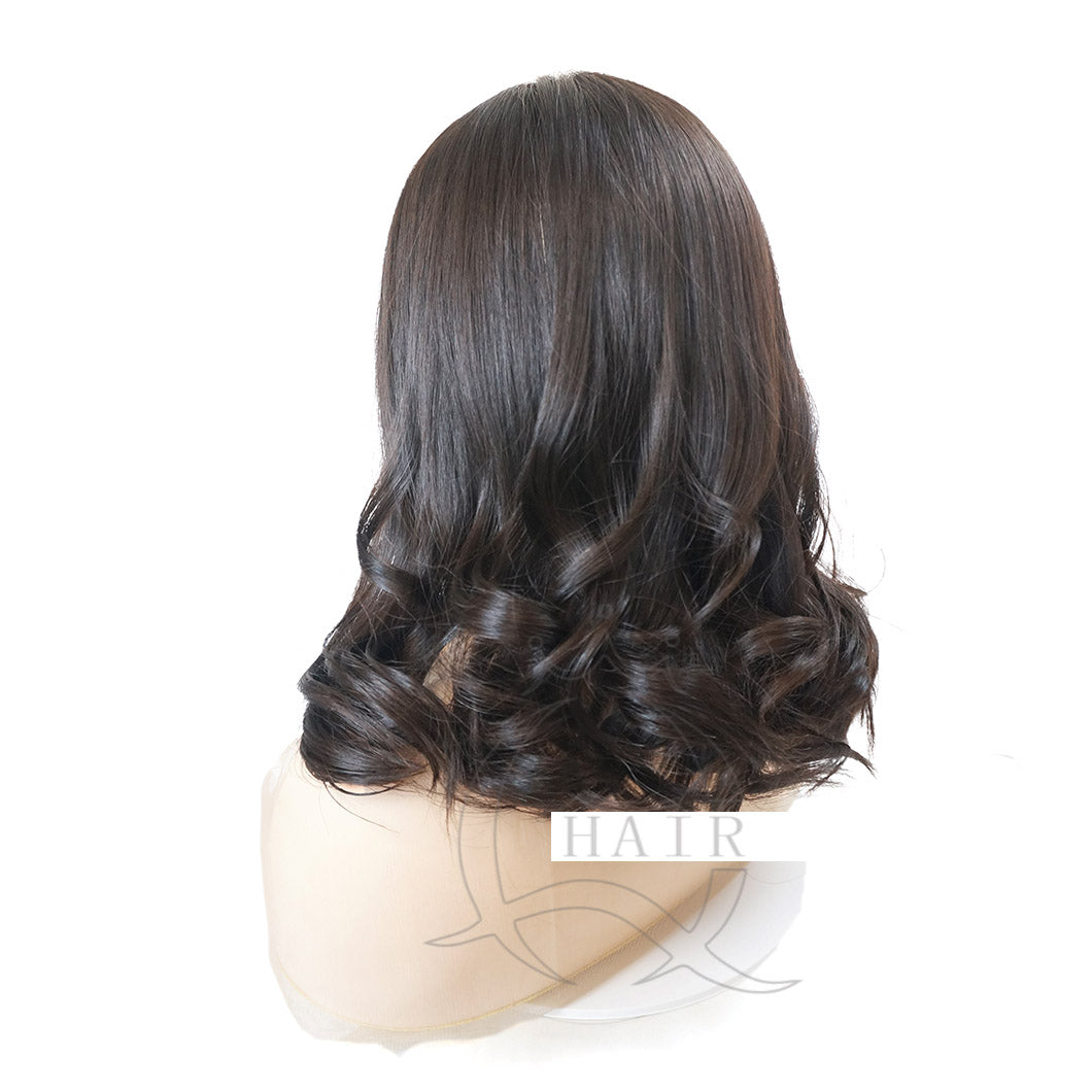 XA18inch Luxury virgin Human Hair Kosher Wigs: Simulated skin top