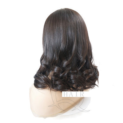 XA18inch Luxury virgin Human Hair Kosher Wigs: Simulated skin top