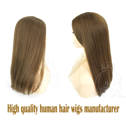 XA 22inch Light Brown Virgin human hair made headcovers perruque for Jewish women
