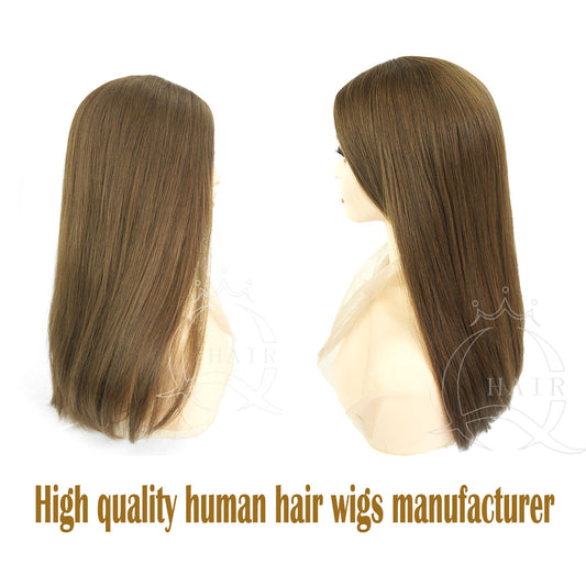 XA 22inch Light Brown Virgin human hair made headcovers perruque for Jewish women