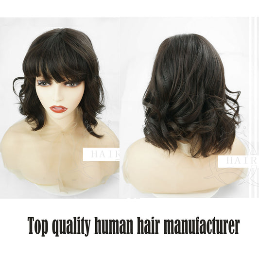 A 14inch Natural human hair made silk top Kosher headcovering with fringe