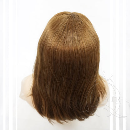 European Remy hair wig light brown hair band fall 3/4 wig